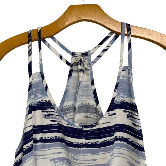 Mudd Junior's size Medium Blue white gray tribal stripe Racerback Granola Top - Picture 12 of 13